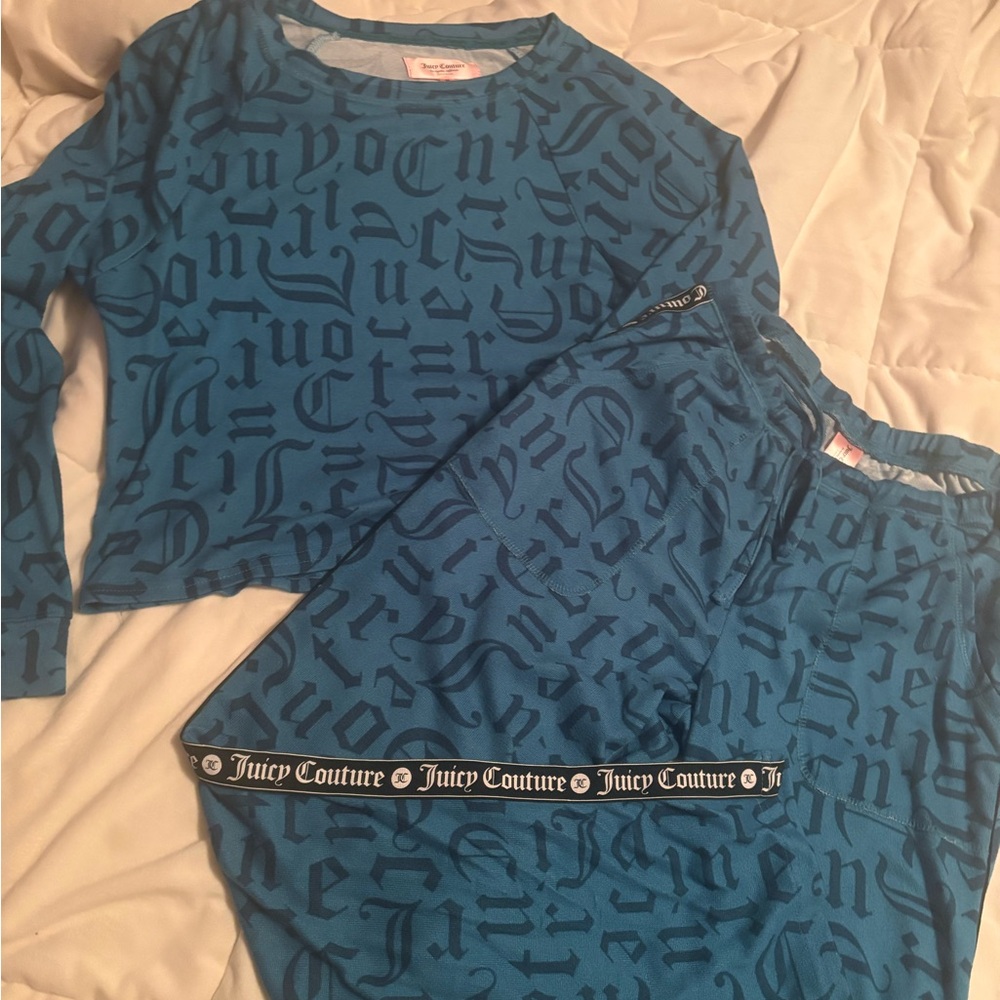 Juicy Couture Sleepwear Blue/Aqua Pajama Set - Picture 2 of 8